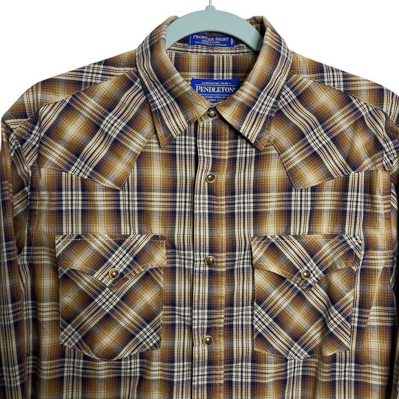 Pendleton Pearl Snap Frontier Shirt Mens S Long Sleeve Plaid Button Up Western - Picture 6 of 13